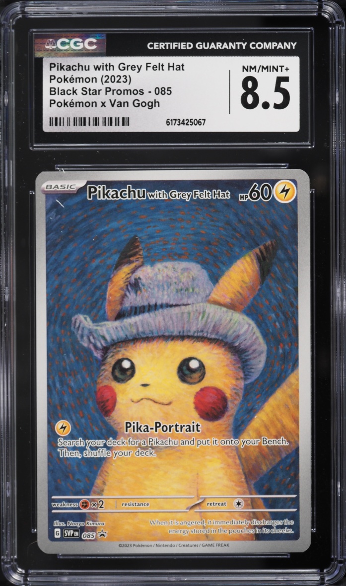 2023 Pokemon Scarlet & Violet Promo Van Gogh Full Art Pikachu With Grey Felt Hat #85 CGC 8.5