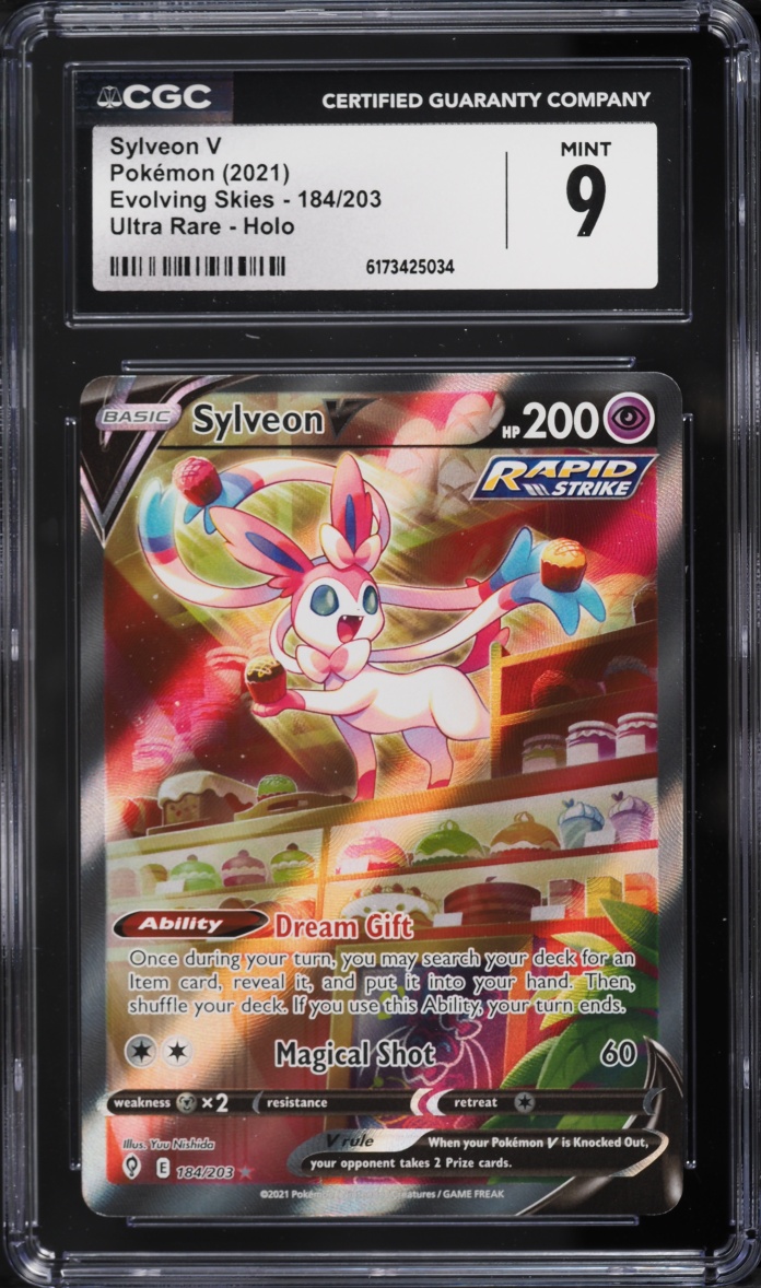 2021 Pokemon Sword & Shield Evolving Skies Alt Art Sylveon V #184 CGC 9 MINT