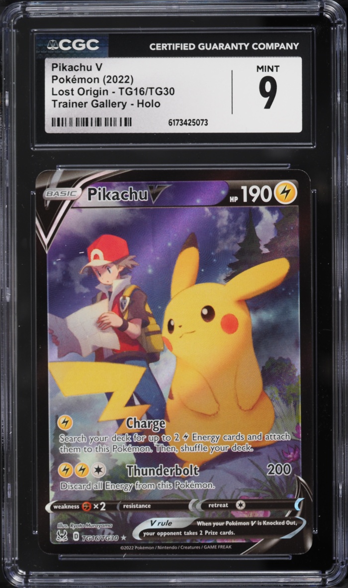 2022 Pokemon Sword & Shield Lost Origin Trainer Gallery CHR Pikachu V #TG16 CGC 9 MINT