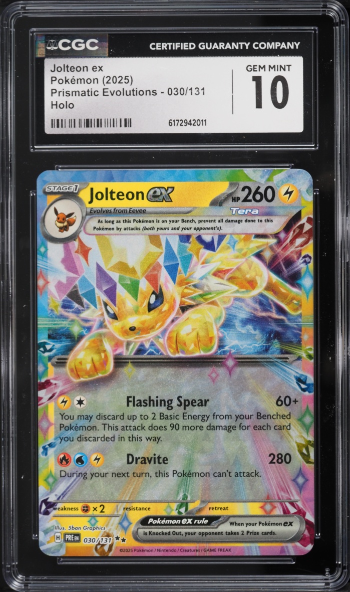 2025 Pokemon Scarlet & Violet Prismatic Evolutions Holo Jolteon EX #30 CGC 10 GEM MINT