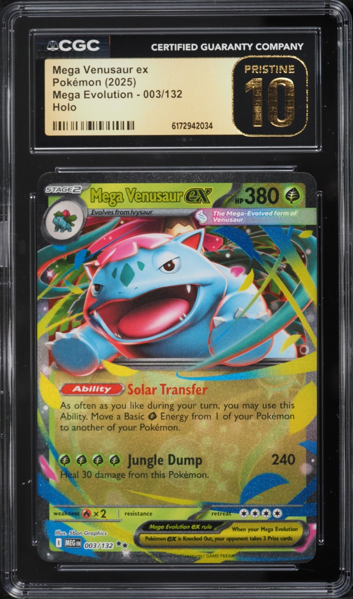 2025 Pokemon Mega Evolution Insufficient Ink Holo Mega Venusaur ex #3 CGC 10 PRISTINE