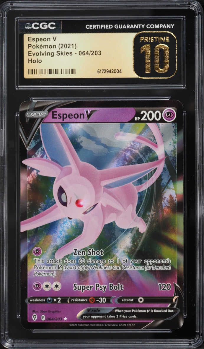 2021 Pokemon Sword & Shield Evolving Skies Full Art Espeon V #64 CGC 10 PRISTINE