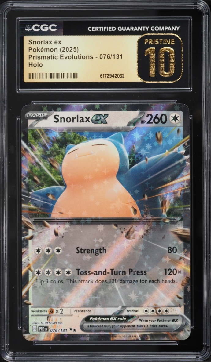 2025 Pokemon Scarlet & Violet Prismatic Evolutions Holo Snorlax ex #76 CGC 10 PRISTINE