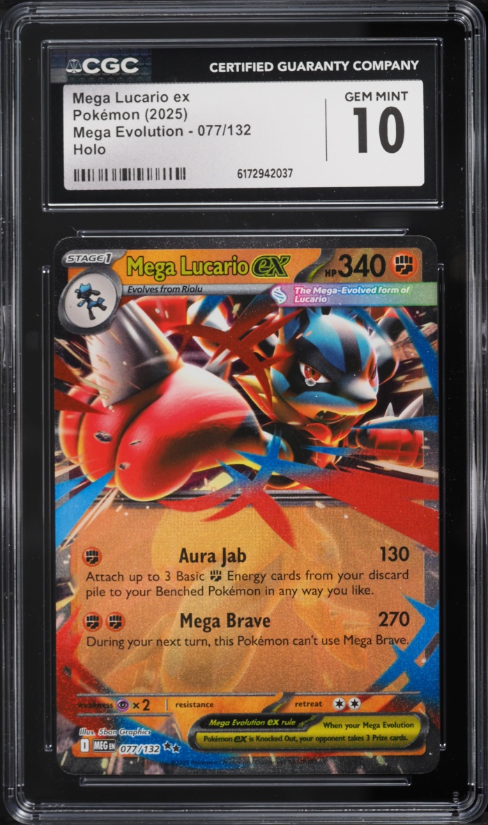 2025 Pokemon Mega Evolution Holo Mega Lucario ex #77 CGC 10 GEM MINT