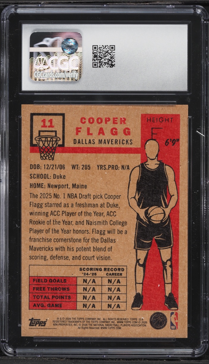 2025 Topps Living Set Cooper Flagg ROOKIE #11 CGC 10 GEM MINT