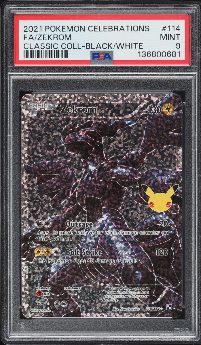 2021 Pokemon Sword & Shield Celebrations Classic Collection Full Art Zekrom #114 PSA 9 MINT