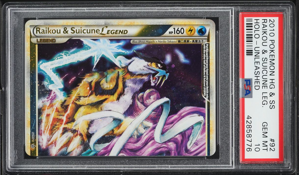 2010 Pokemon Heartgold & Soulsilver Unleashed Raikou & Suicune Legend #92 PSA 10