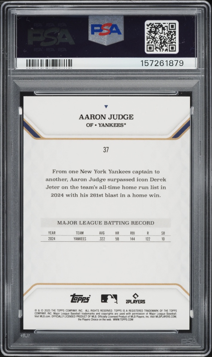 2025 Topps MLB MVP Collection Orange Foil Aaron Judge /25 #37 PSA 10 GEM MINT