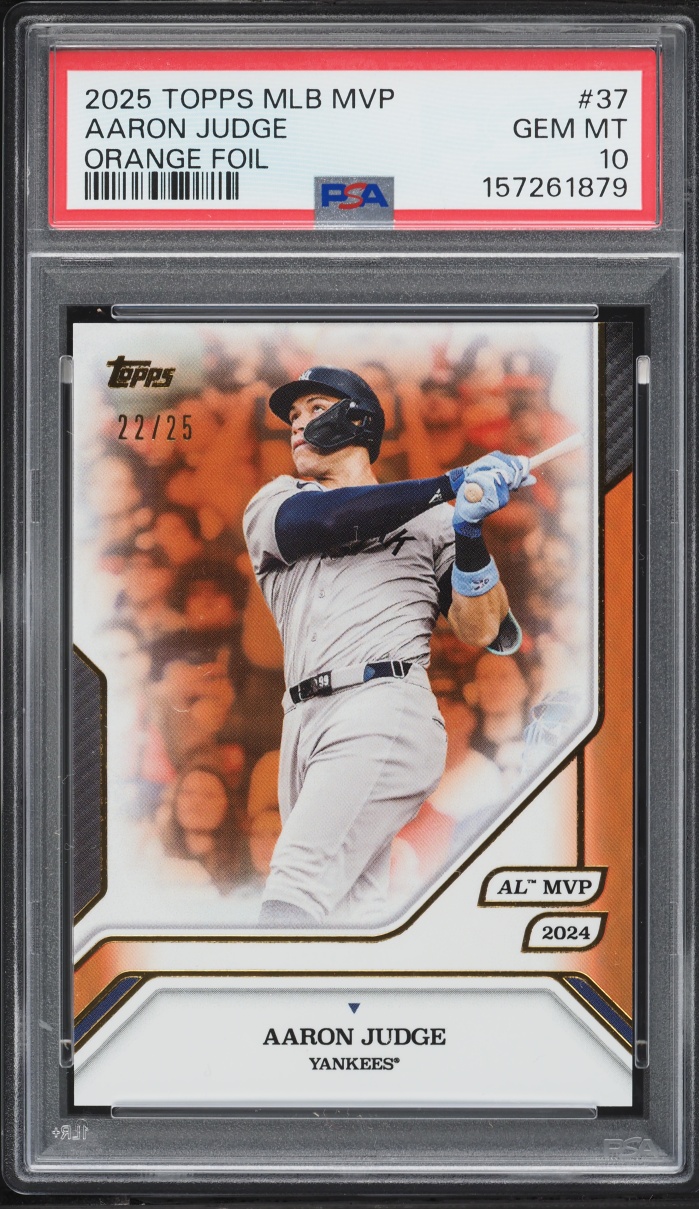 2025 Topps MLB MVP Collection Orange Foil Aaron Judge /25 #37 PSA 10 GEM MINT