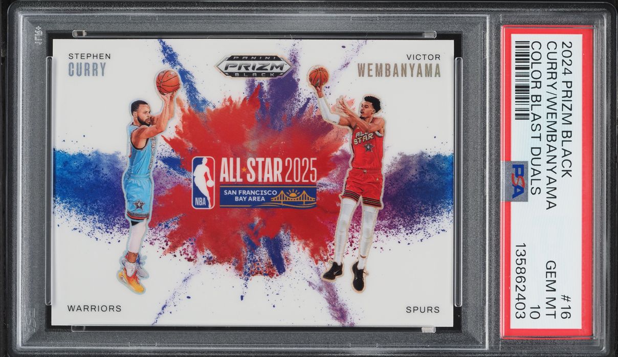 2024 Panini Prizm Black Color Blast Dual Stephen Curry & Victor Wembanyama #16 PSA 10 GEM MINT