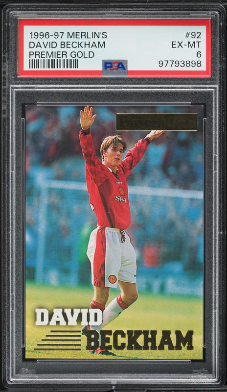 1996 Merlin's Premier Gold David Beckham ROOKIE #92 PSA 9 MINT on