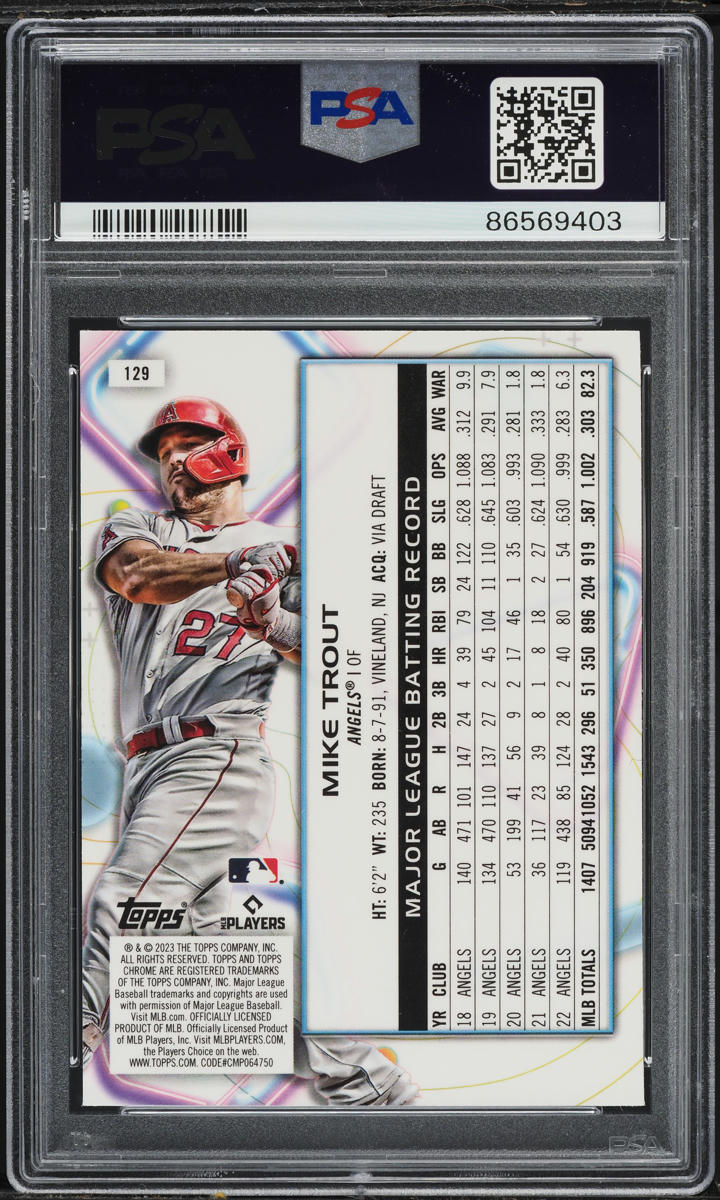 2023 Topps Chrome Cosmic Mike Trout #129 PSA 10 GEM MINT