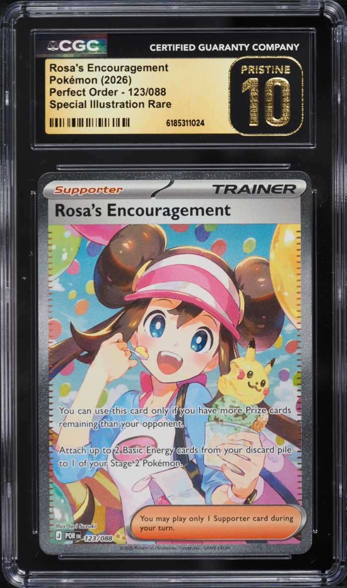 2026 Pokemon Mega Evolution Perfect Order SIR Rosa's Encouragement #123 CGC 10 PRISTINE