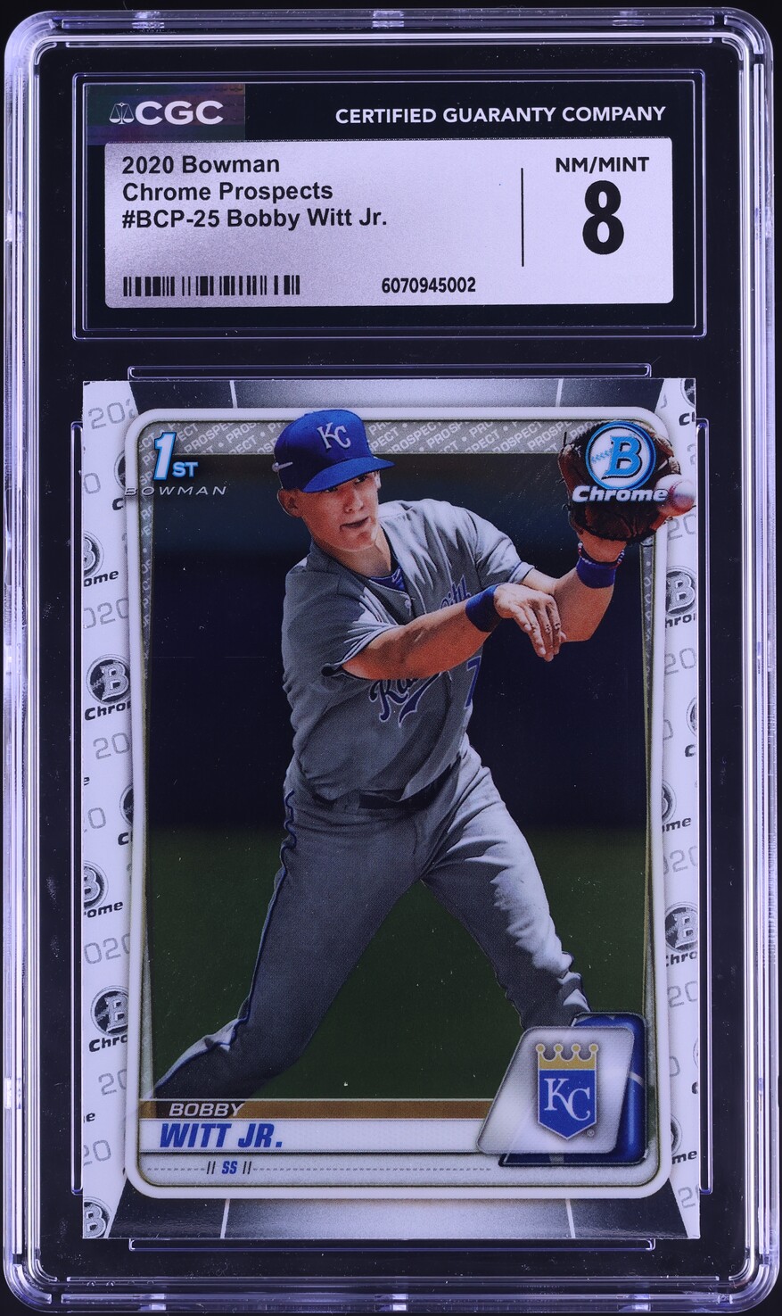 2020 Bowman Chrome Bobby Witt Jr. PROSPECT #BCP-25 CGC 8 NM-MT