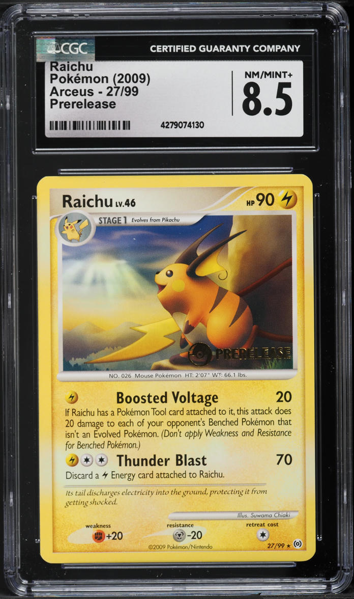 2009 Pokemon Platinum Arceus Prerelease Raichu #27 CGC 8.5 NM-MT+