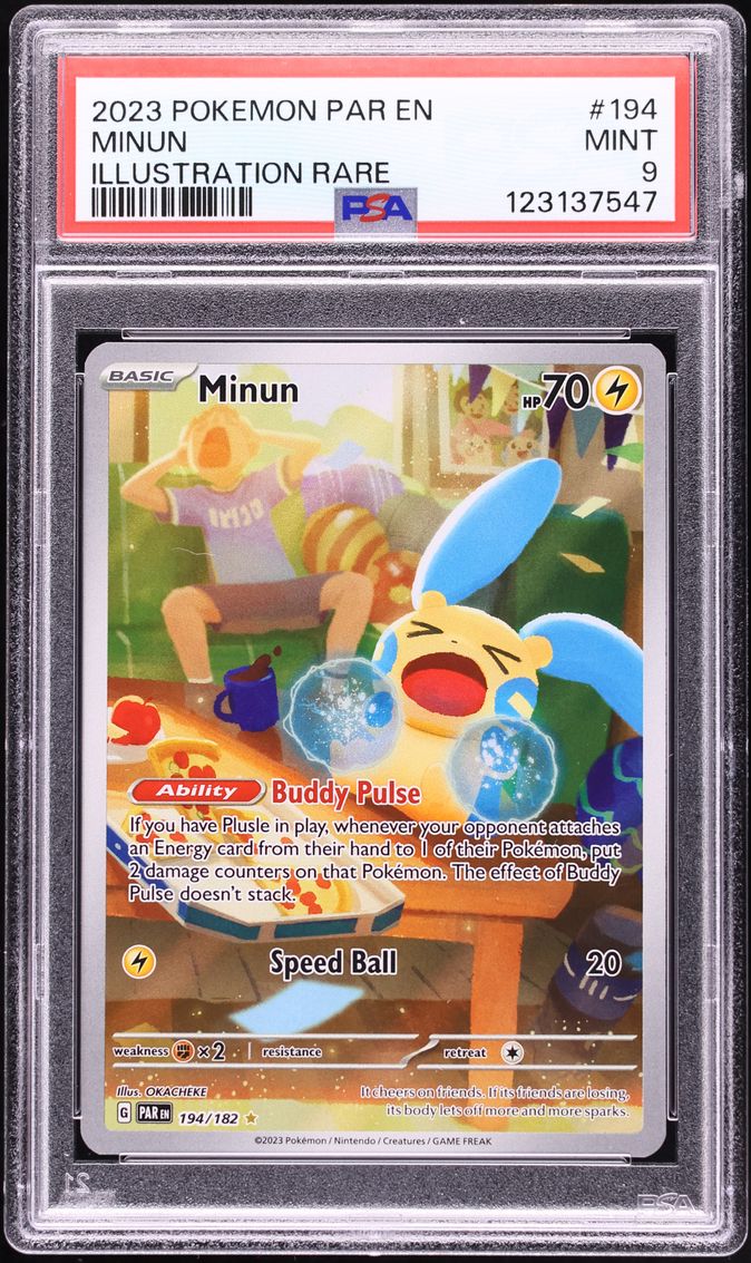2023 Pokemon Scarlet & Violet Paradox Rift IR Minun #194 PSA 9 MINT