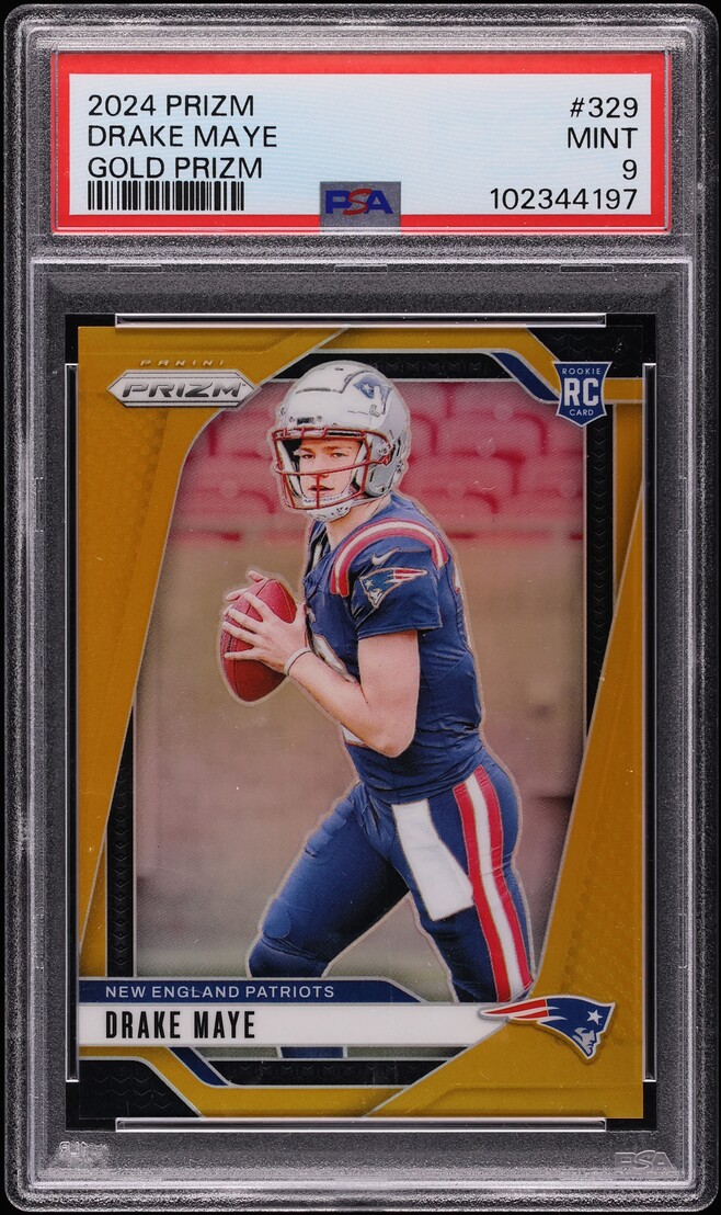 2024 Panini Prizm Gold Drake Maye ROOKIE /10 #329 PSA 9 MINT
