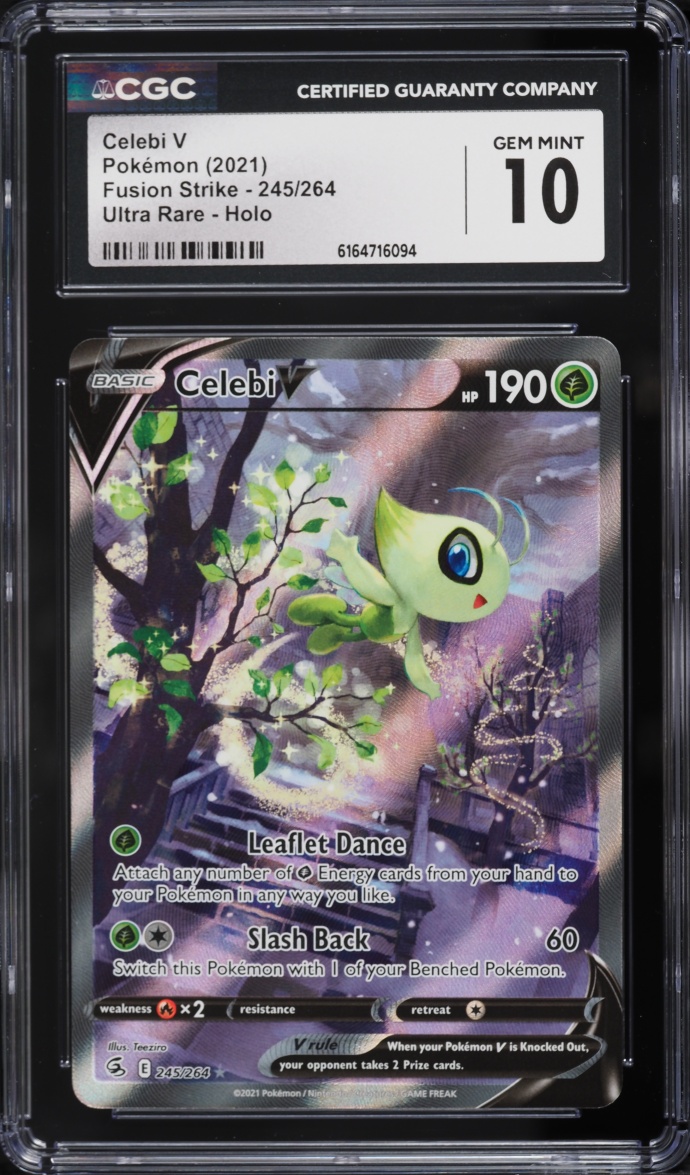 2021 Pokemon Sword & Shield Fusion Strike Alt Art Celebi V #245 CGC 10 GEM MINT