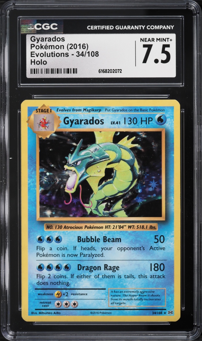 2016 Pokemon XY Evolutions Holo Gyarados #34 CGC 7.5 NRMT+