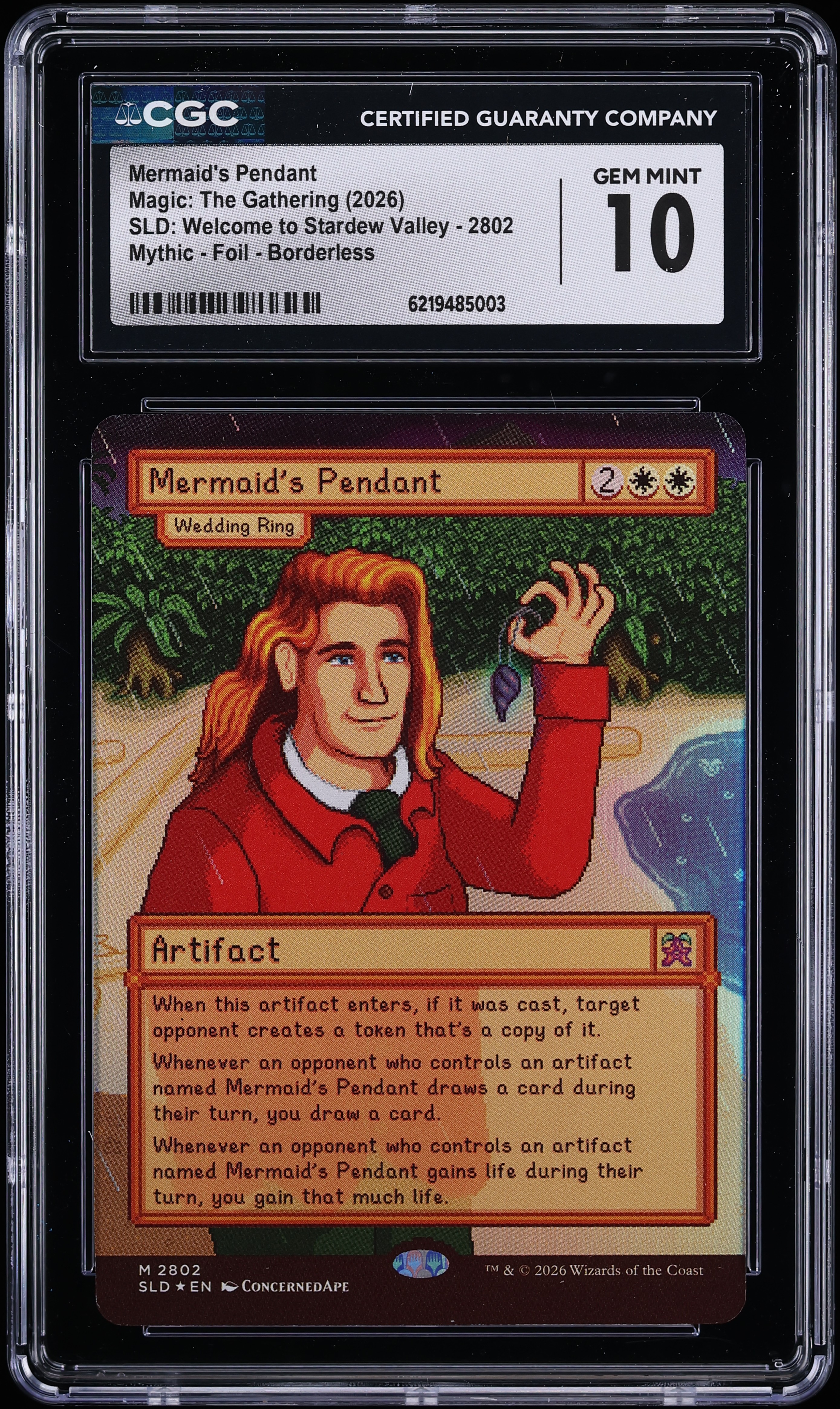 2026 MTG SLD Welcome To Stardew Valley Foil Borderless Mermaid's Pendant #2802 CGC 10 GEM MINT