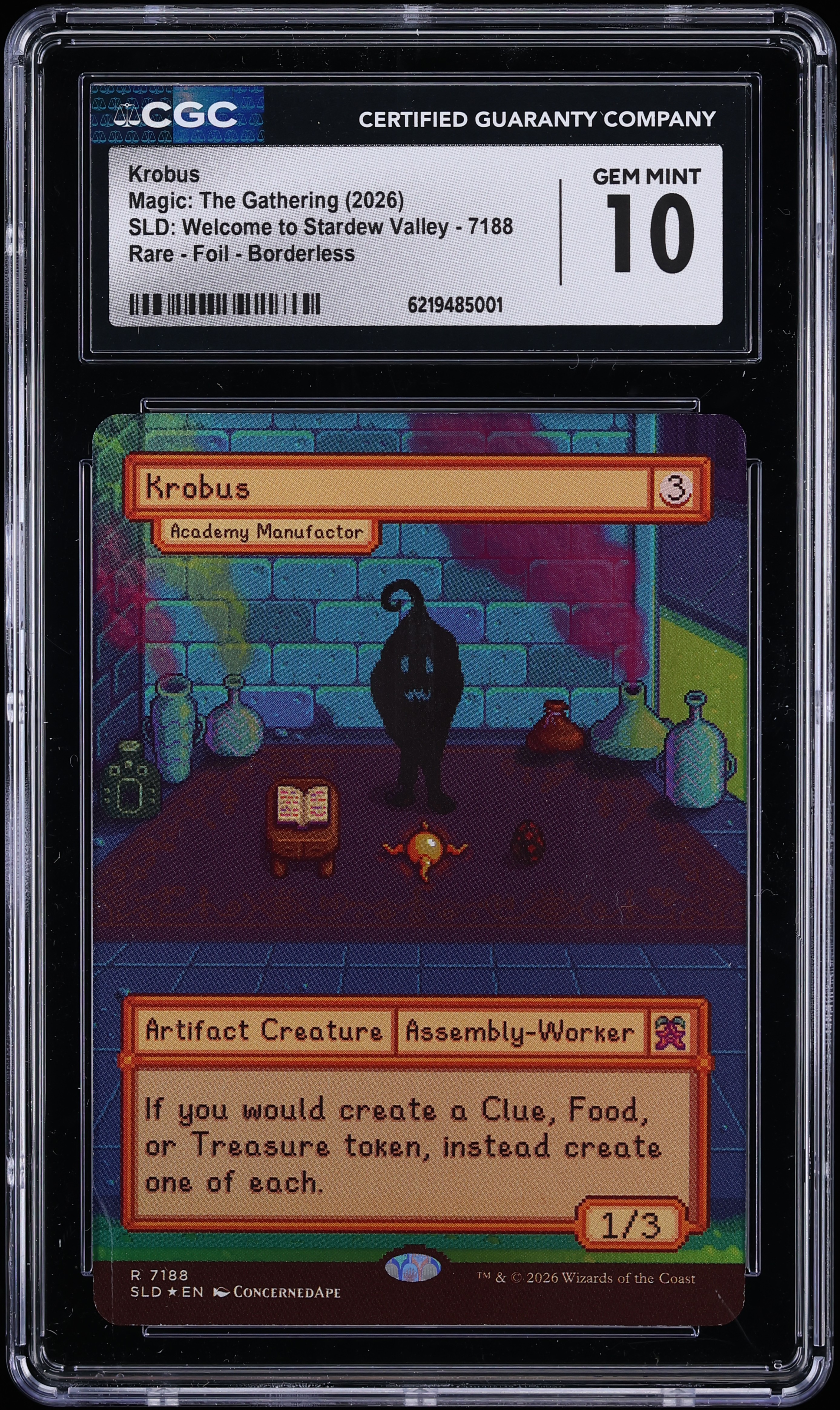 2026 Magic The Gathering MTG SLD Welcome To Stardew Valley Foil Borderless Krobus #7188 CGC 10