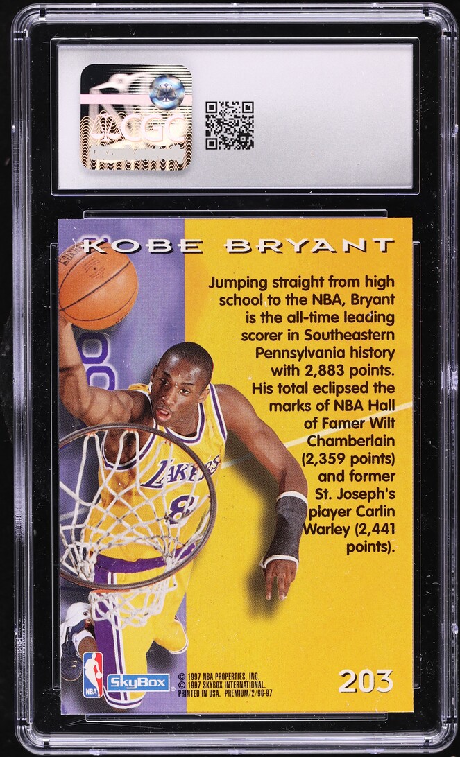 1996 Skybox Premium Kobe Bryant ROOKIE #203 CGC 9 MINT