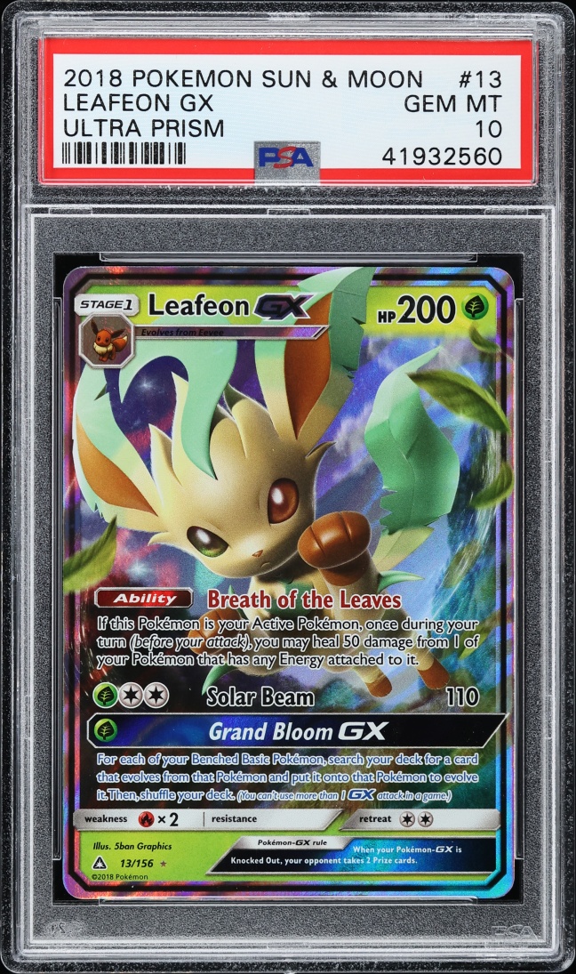 2018 Pokemon Sun & Moon Ultra Prism Leafeon GX #13 PSA 10 GEM MINT