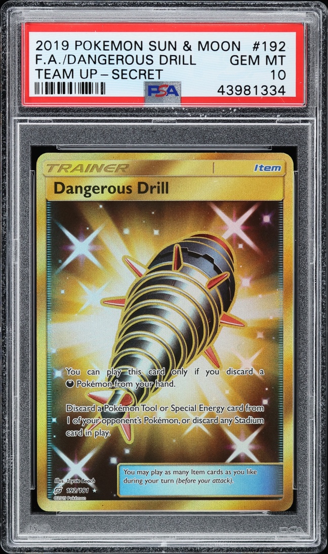 2019 Pokemon Sun & Moon Team Up SEC Dangerous Drill #192 PSA 10 GEM MINT
