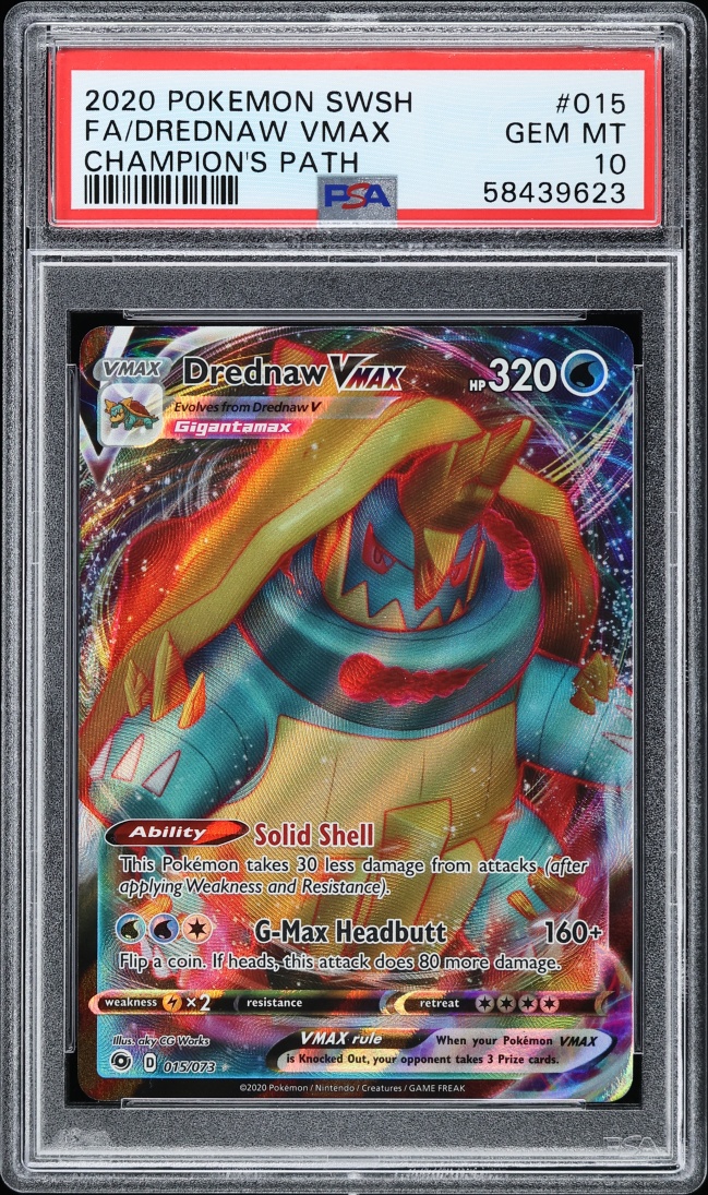 2020 Pokemon Sword & Shield Champion's Path Full Art Drednaw VMAX #015 PSA 10 GEM MINT