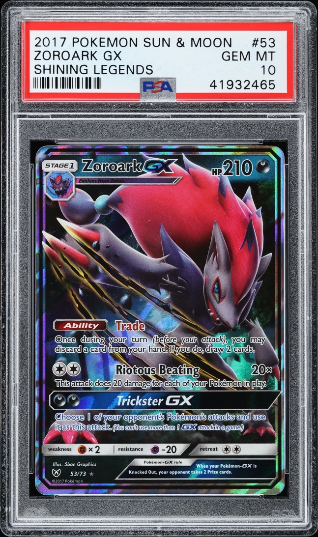 2017 Pokemon Sun & Moon Shining Legends Zoroark GX #53 PSA 10 GEM MINT