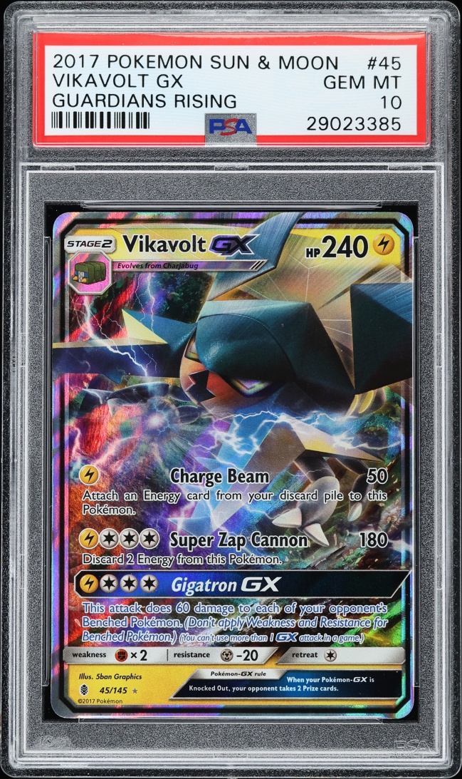2017 Pokemon Sun & Moon Guardians Rising Vikavolt GX #45 PSA 10 GEM MINT