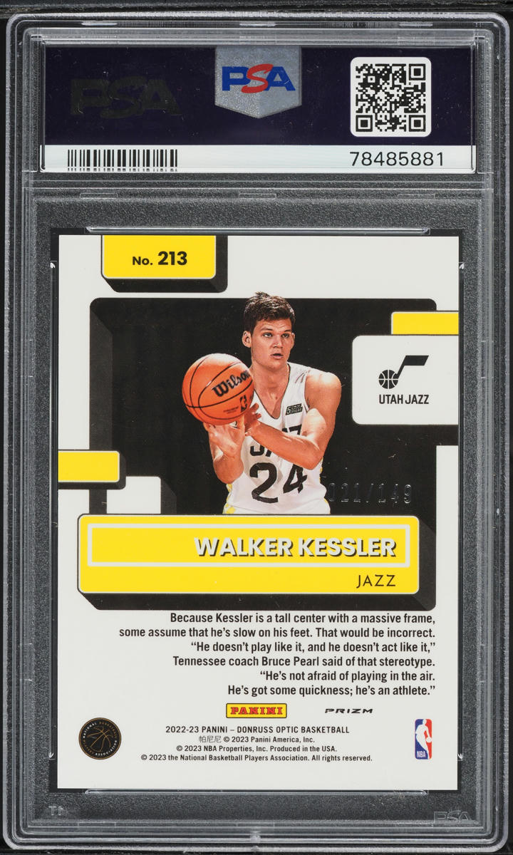 2022 Donruss Optic Lime Green Walker Kessler ROOKIE /149 #213 PSA 9 MINT