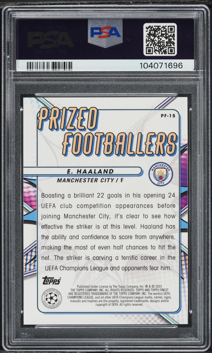 2022 Finest UEFA Club Competitions Prized Footballers Erling Haaland #PF15 PSA 10 GEM MINT