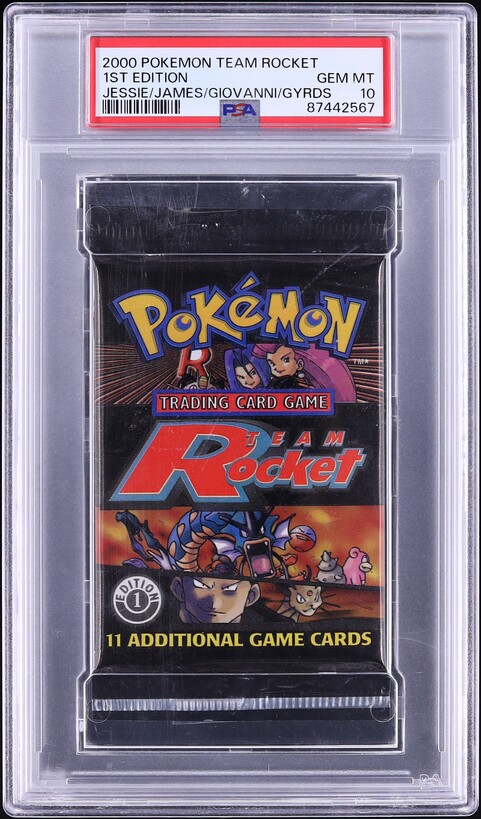 2000 Pokemon Team Rocket Pack 1st Edition Jessie James Giovanni Gyarados PSA 10