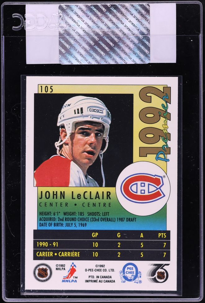 1991 O-Pee-Chee Premier John LeClair #105 CGC AUTH
