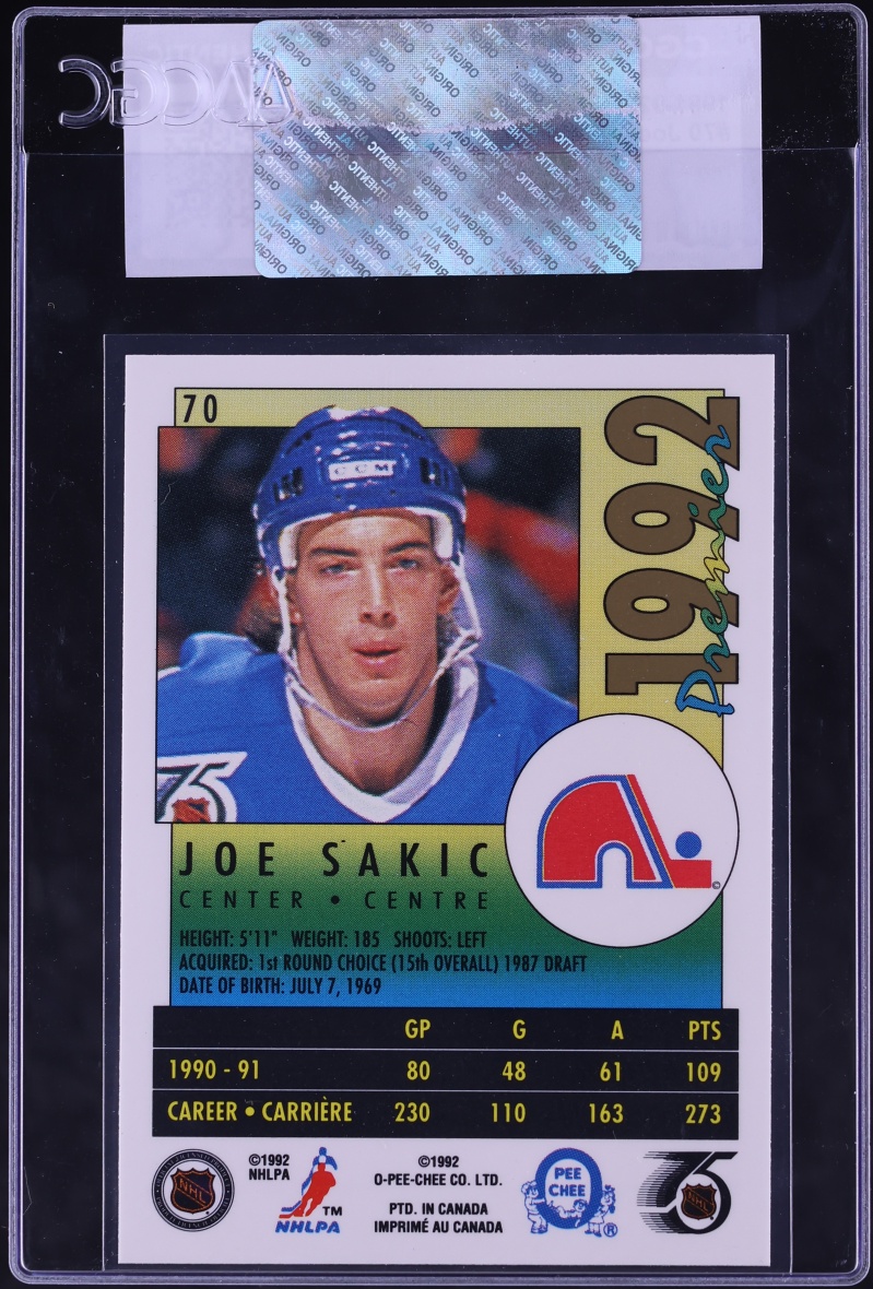 1991 O-Pee-Chee Premier Joe Sakic #70 CGC AUTH