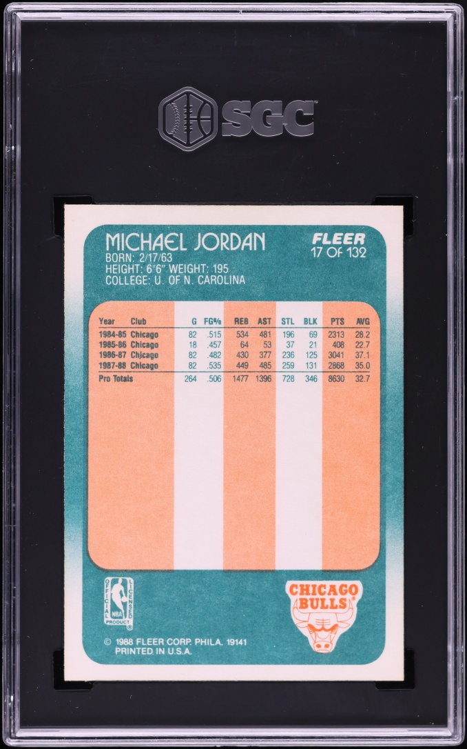 1988 Fleer Basketball Michael Jordan #17 SGC 6.5 EXMT+