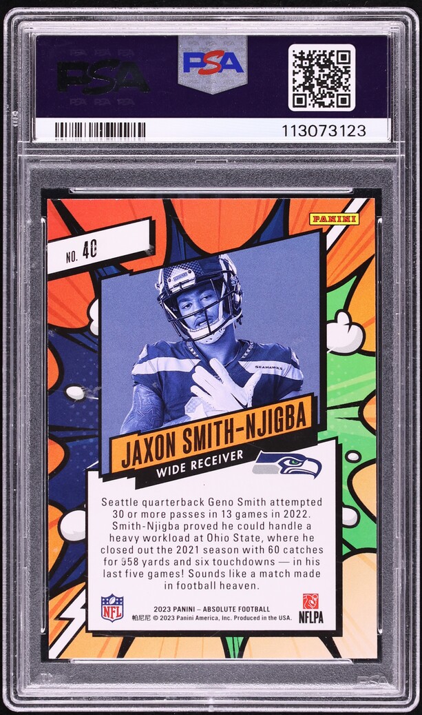 2023 Absolute Explosive Jaxon Smith-Njigba ROOKIE #40 PSA 9 MINT