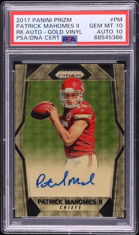 2017 Panini Prizm Gold Vinyl Patrick Mahomes ROOKIE AUTO DNA 10 /5 #RA-PM PSA 10 GEM MINT