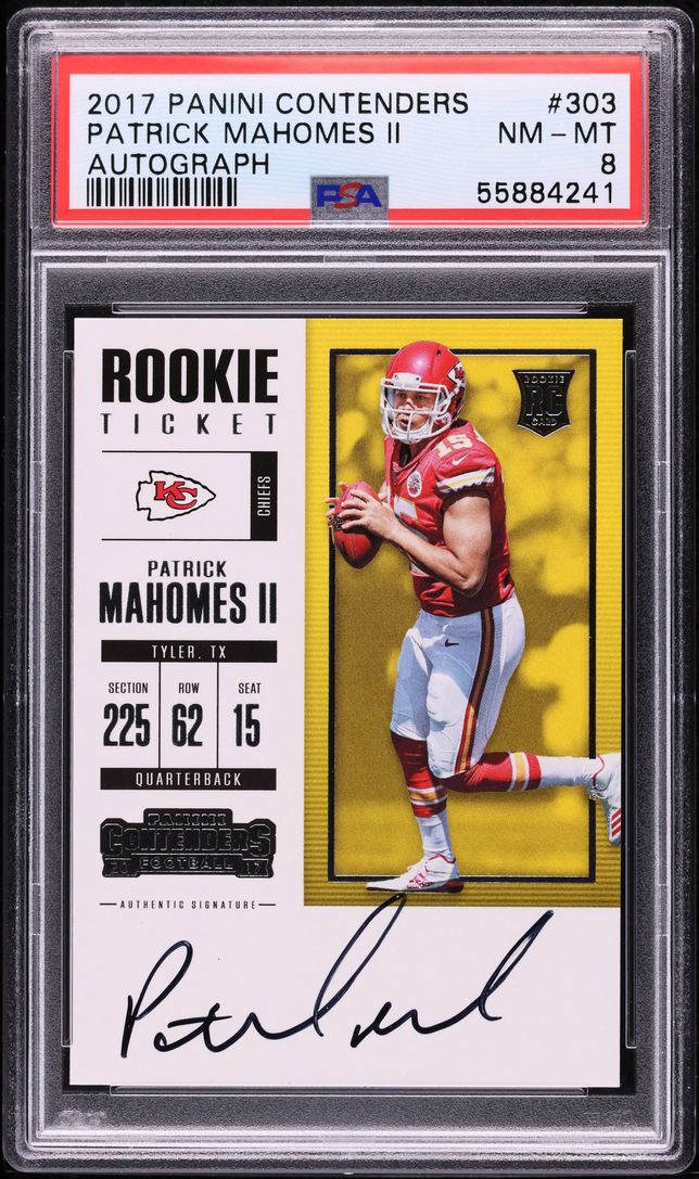 2017 Panini Contenders Patrick Mahomes II ROOKIE AUTO #303 PSA 8 NM-MT