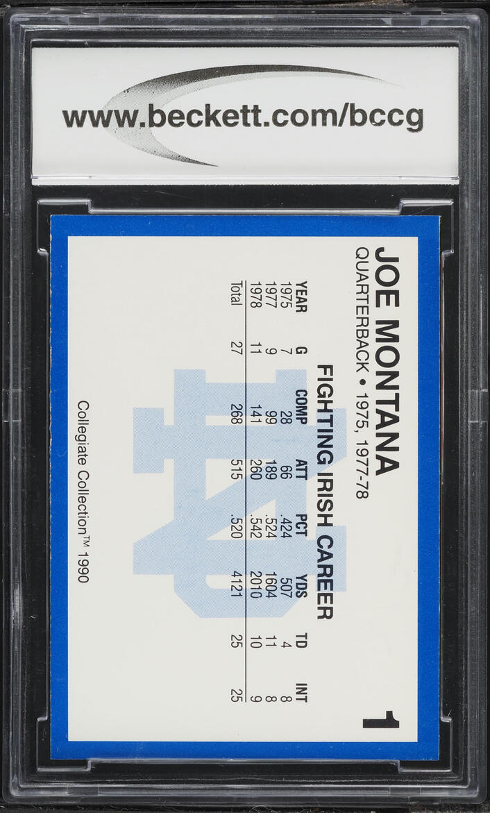 1990 Notre Dame 200 Joe Montana #1 BCCG 10