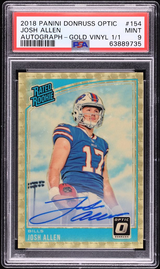 2018 Donruss Optic Gold Vinyl Josh Allen ROOKIE AUTO 1/1 #154 PSA