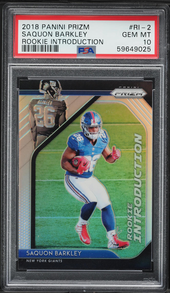 2018 Panini Prizm Introduction Silver Saquon Barkley ROOKIE #RI-2 PSA 10 GEM MINT