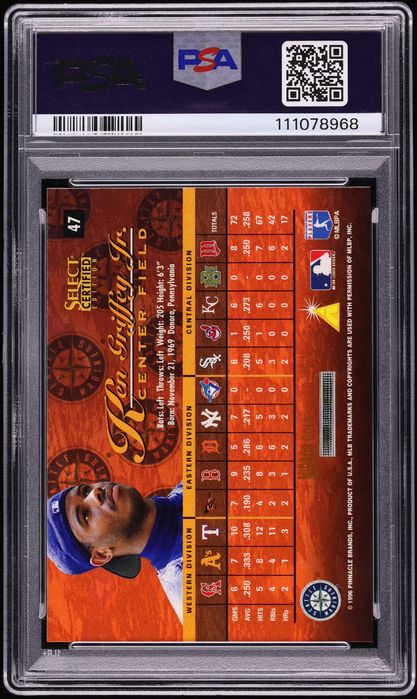 1996 Select Certified Mirror Gold Ken Griffey Jr. /30 #47 PSA 9 MINT