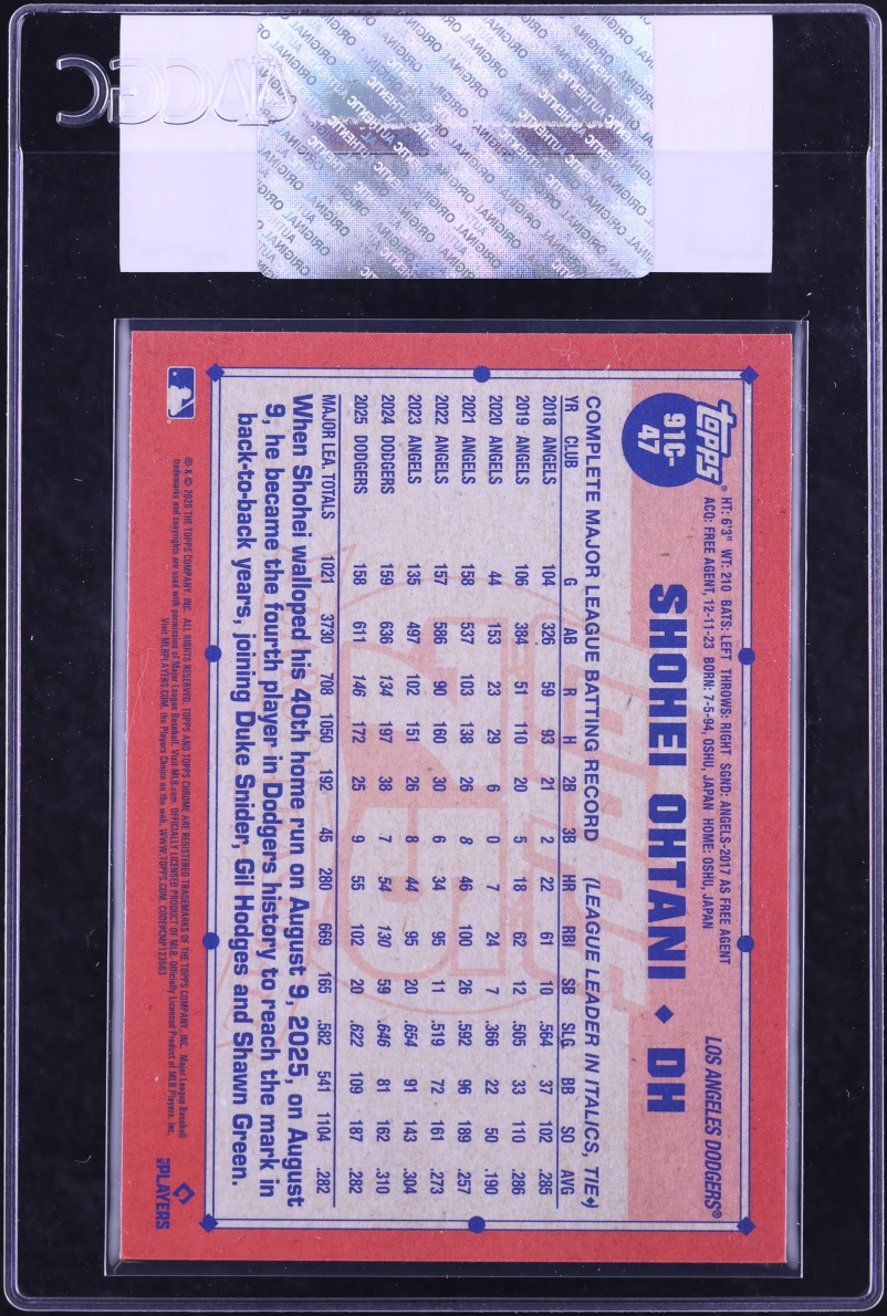 2026 Topps Chrome '91 Silver Pack Shohei Ohtani #91C-47 CGC AUTH