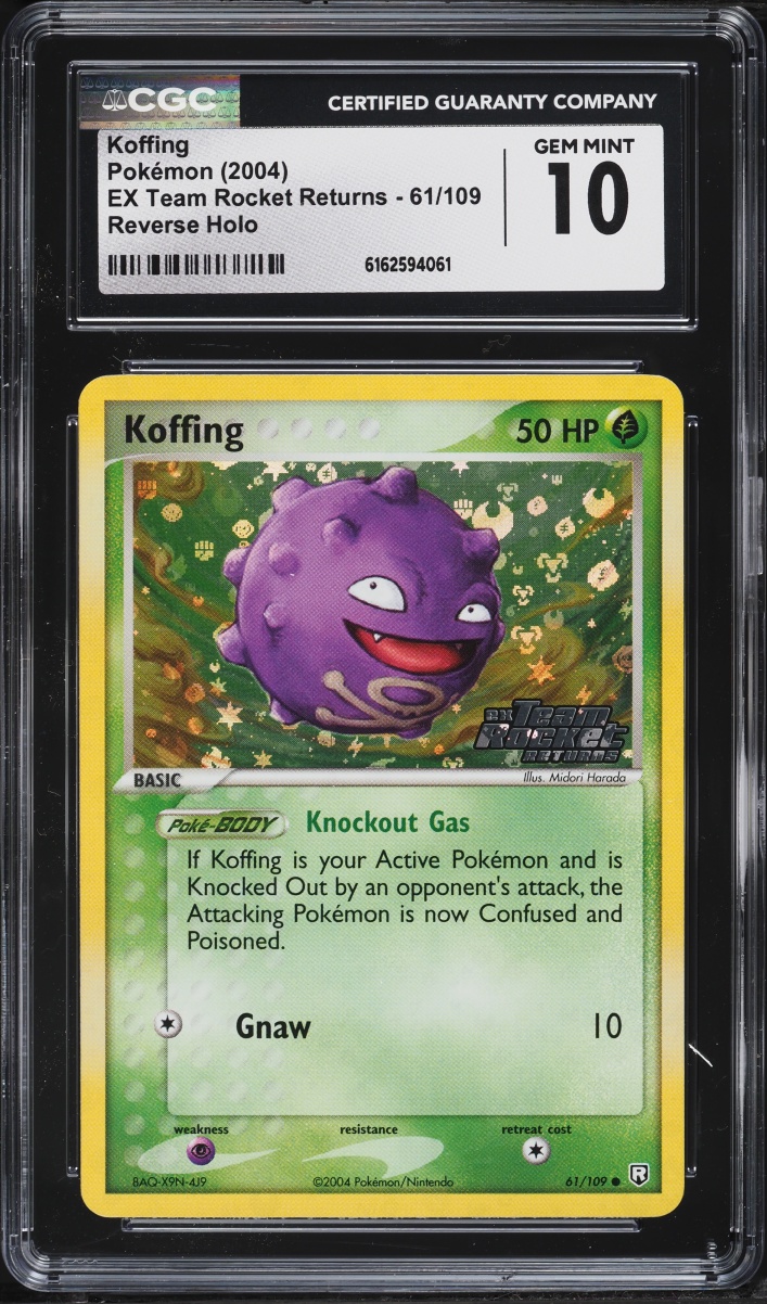2004 Pokemon EX Team Rocket Returns Reverse Holo Koffing #61 CGC 10 GEM MINT