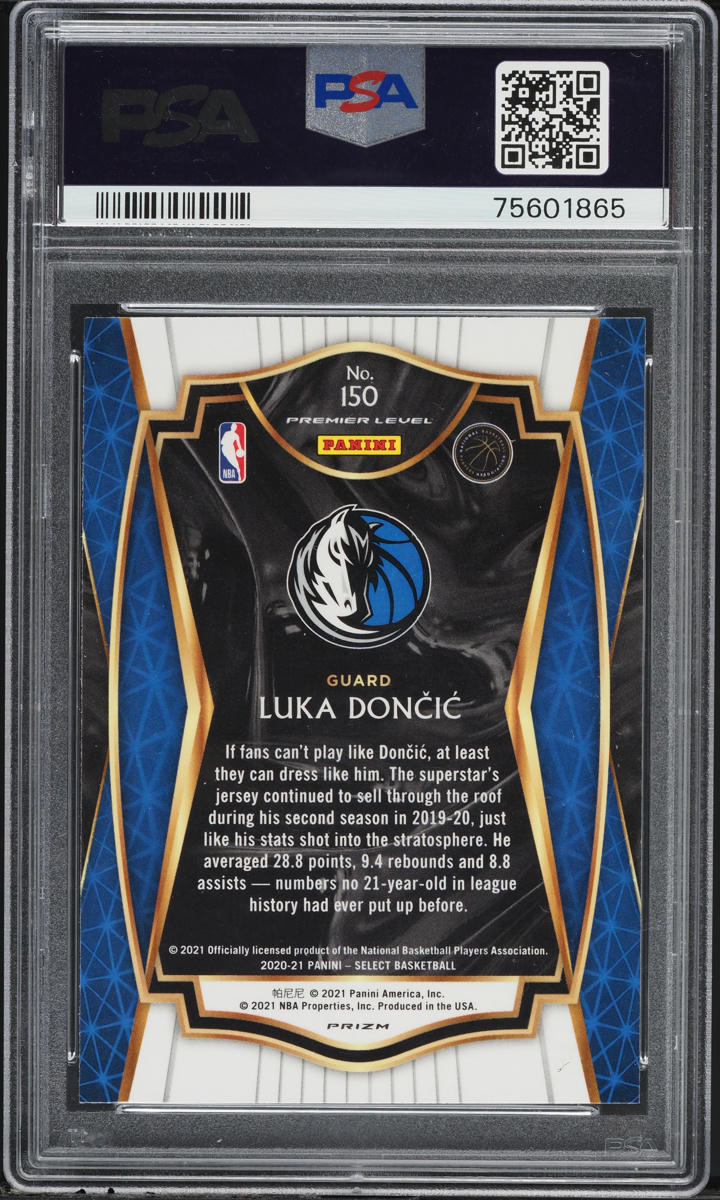 2020 Select Premier Level Red White Orange Shimmer Luka Doncic #150 PSA 10
