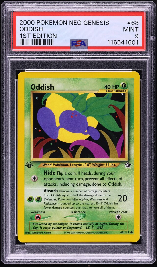 2000 Pokemon Neo Genesis 1st Edition Oddish #68 PSA 9 MINT