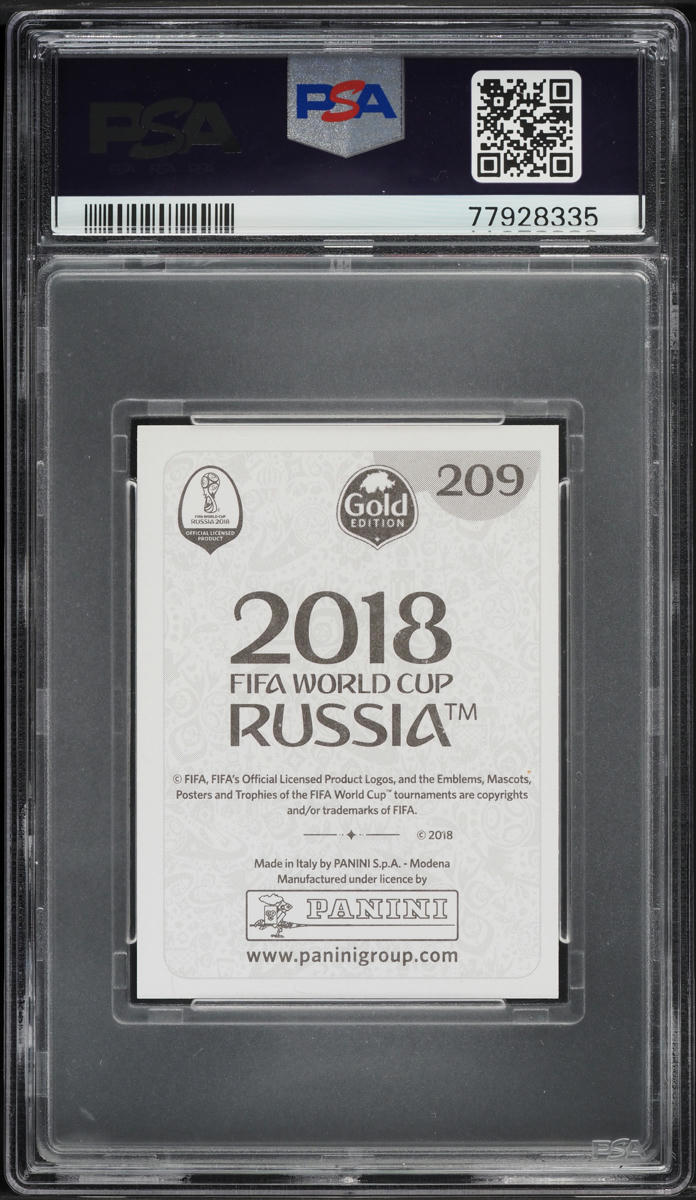 2018 Panini World Cup Stickers Gold Kylian Mbappe ROOKIE #209 PSA 9 MINT