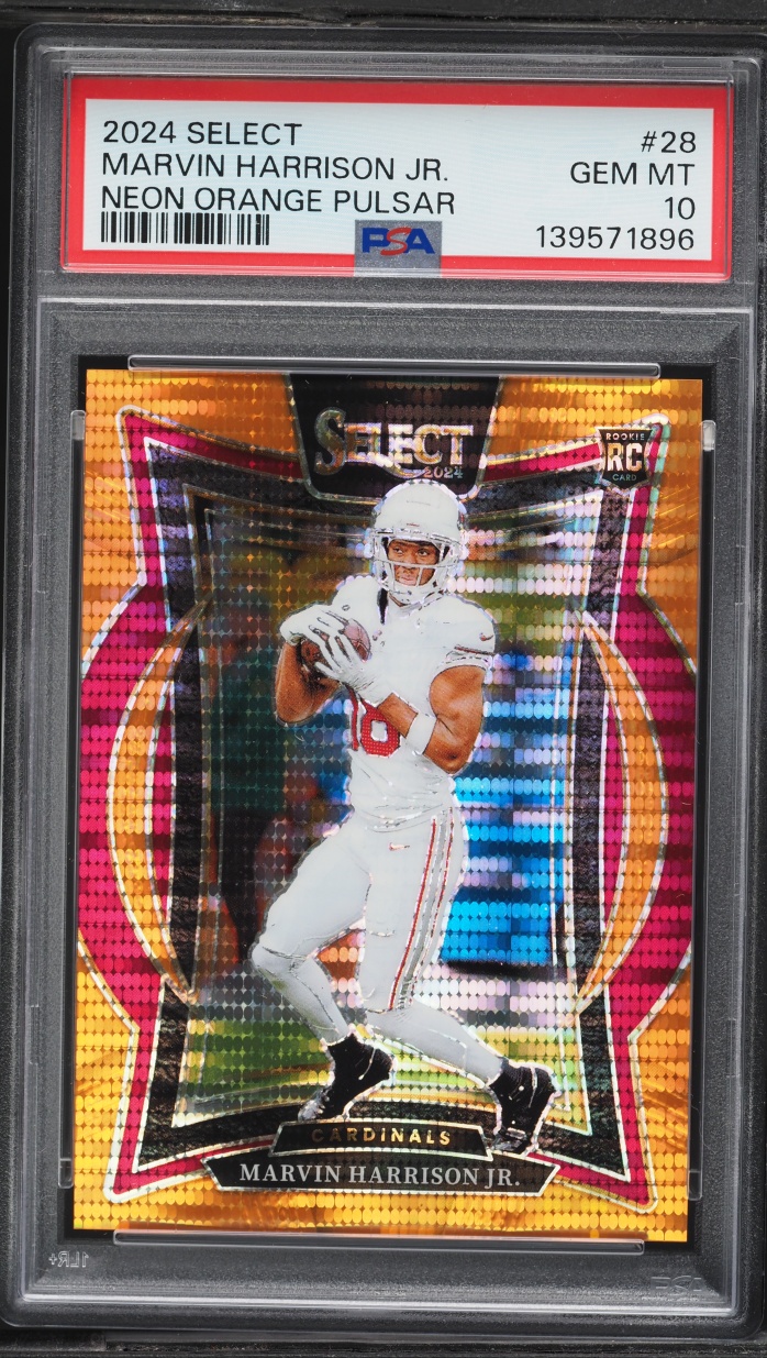 2024 Select Concourse Neon Orange Pulsar Marvin Harrison Jr. ROOKIE /7 #28 PSA 10 GEM MINT